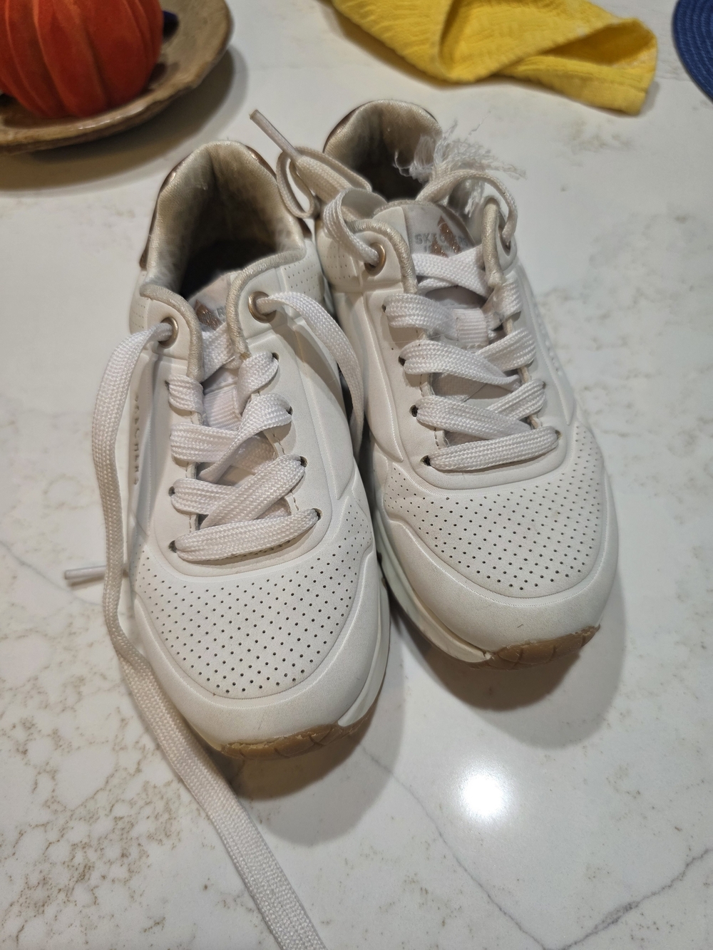 Skechers Kids White Lace-Up Perforated Sneakers